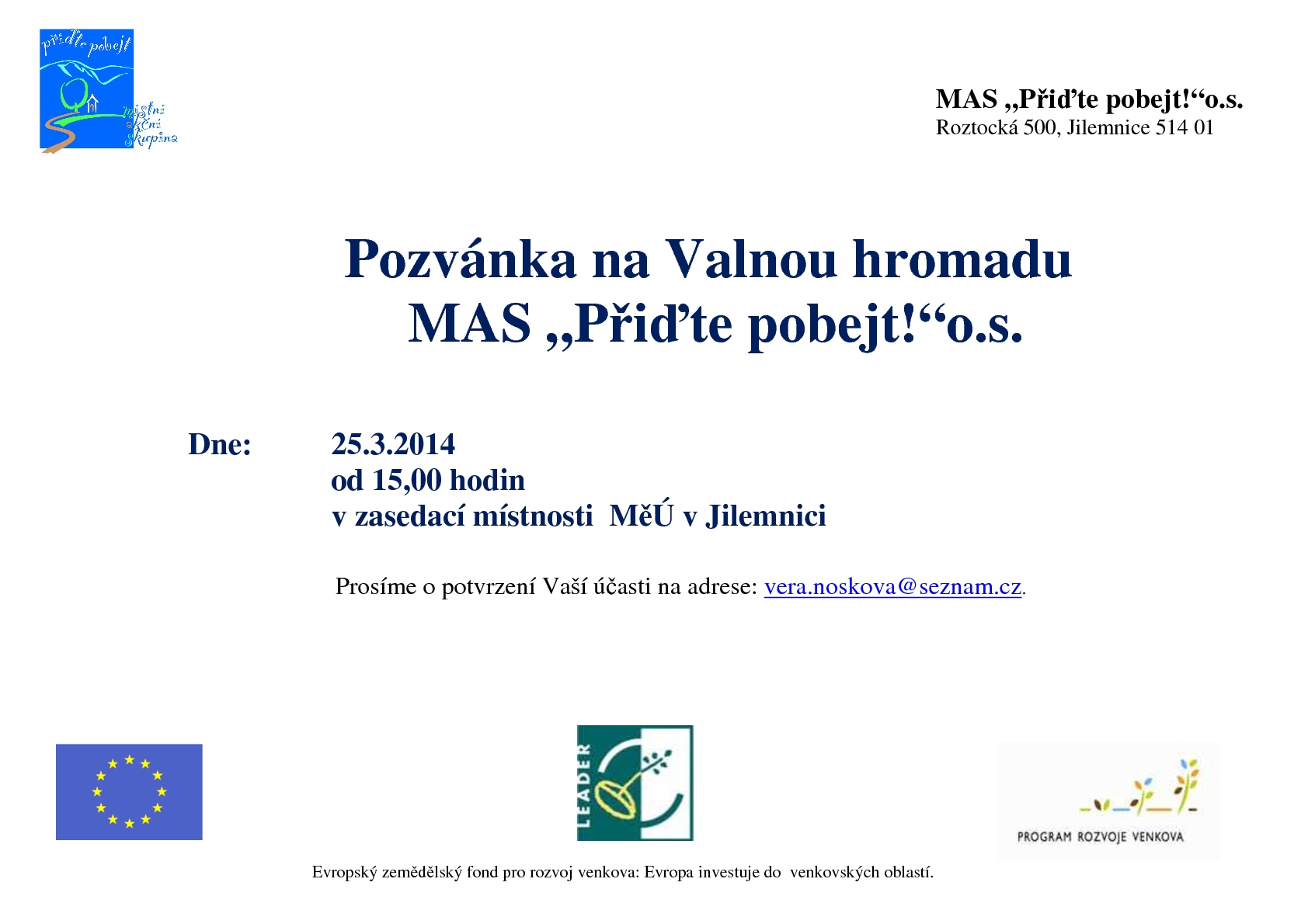 Pozvánka na Valnou hromadu